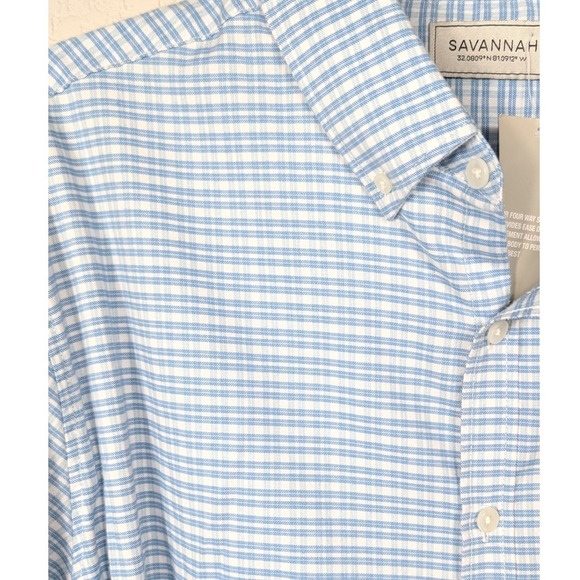 Savannah Other - Savannah Button Down Shirt Mens XL Blue White Check Tencil Blend Long‎ Sleeve